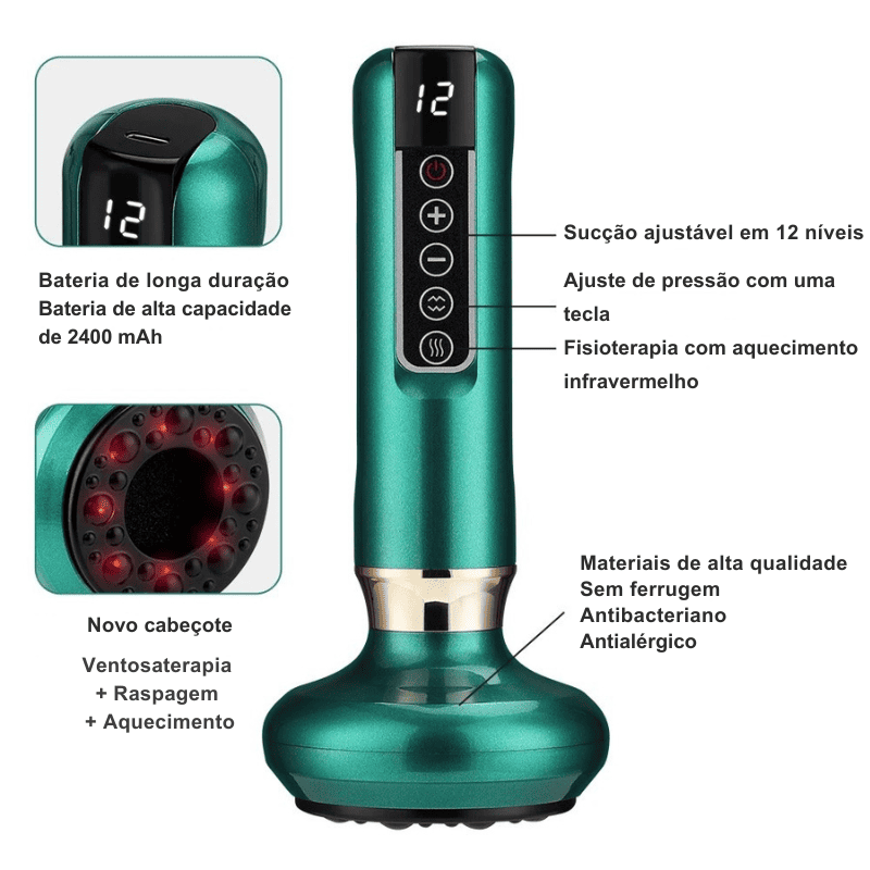 Massageador Inteligente com Aquecimento Infravermelho e Pressão Negativa