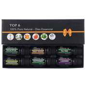 Kit de Aromaterapia 100% Puro Natural - 6 Óleos Essenciais