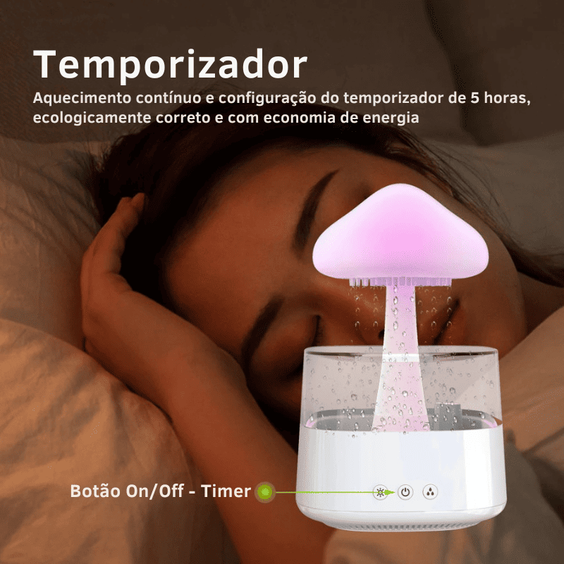 Umidificador de Nuvem de Chuva Luz Noturna com 7 Cores