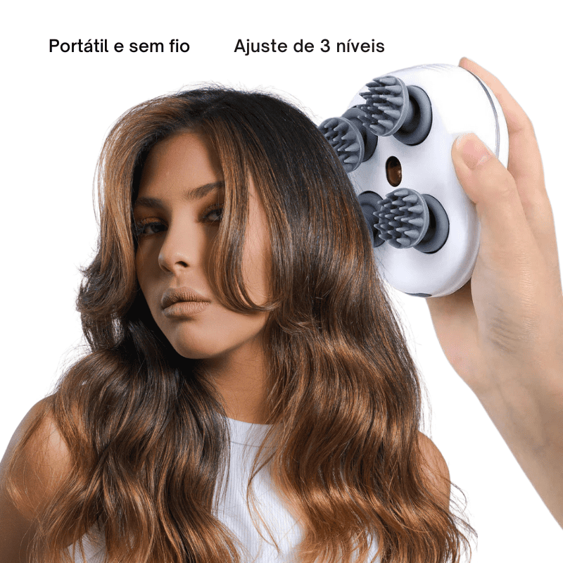 Massageador Infravermelho para Couro Cabeludo com 4 Ponteiras