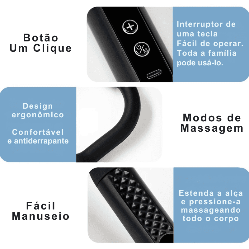 Pistola de Massagem Inteligente Curva e Longa para Relaxamento Total