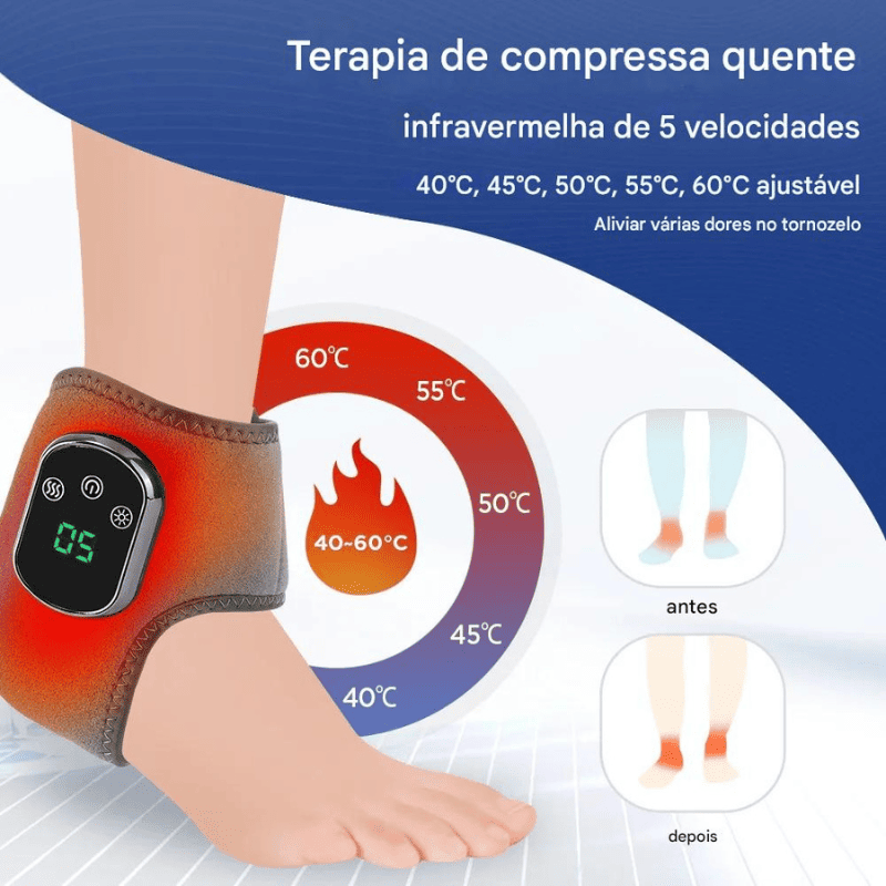 Cinta Massageadora de Tornozelo com Aquecimento Elétrico