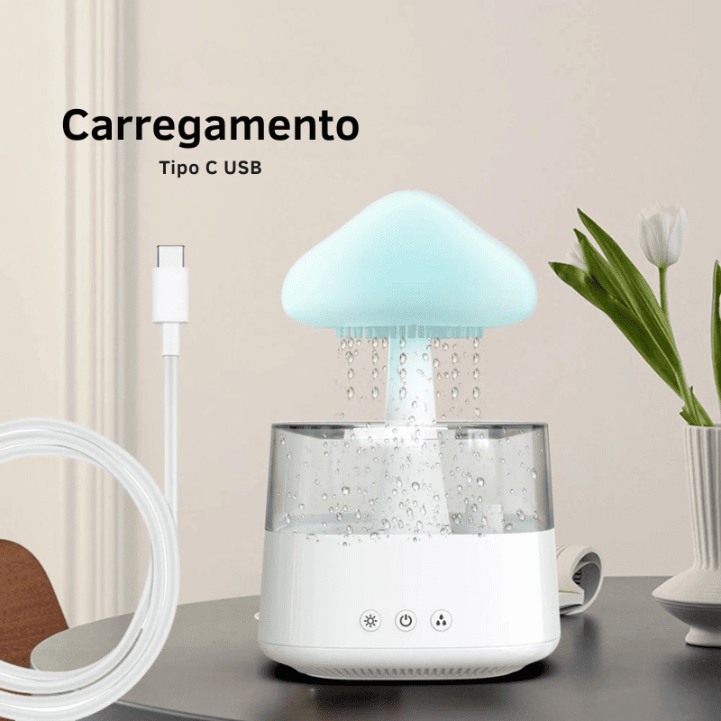 Umidificador de Nuvem de Chuva Luz Noturna com 7 Cores