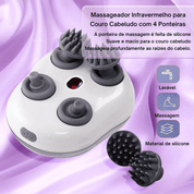 Massageador Infravermelho para Couro Cabeludo com 4 Ponteiras