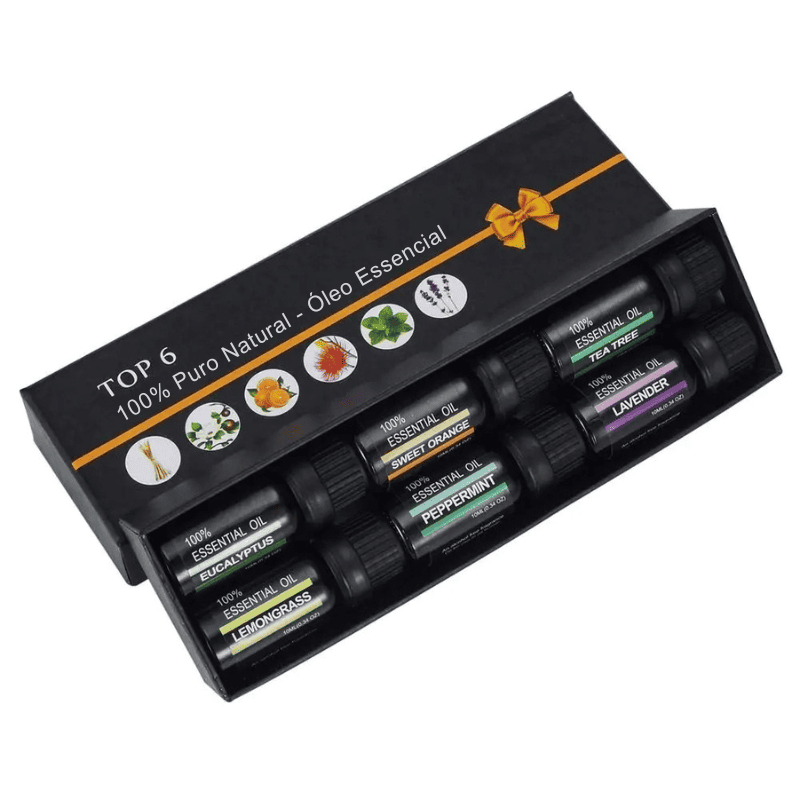 Kit de Aromaterapia 100% Puro Natural - 6 Óleos Essenciais