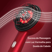 Escova de Massagem com Luz Vermelha para Queda de Cabelo