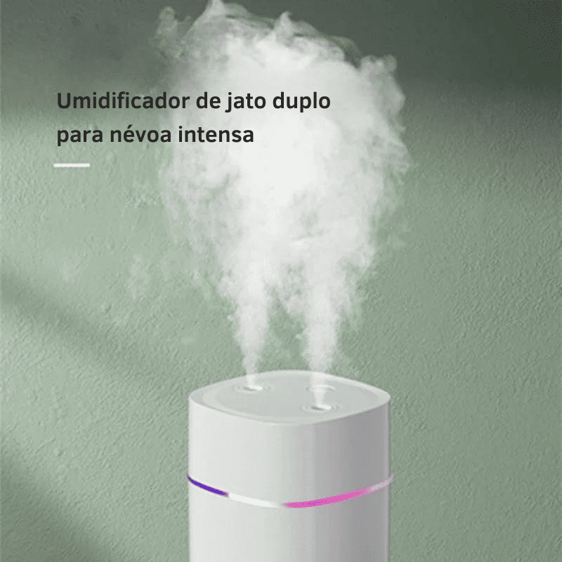 Umidificador de Ar USB 600ml com Bico Duplo e Luz Noturna