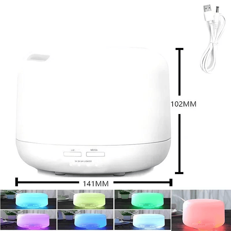 Umidificador de Ar 500ml com Luzes Noturnas Coloridas