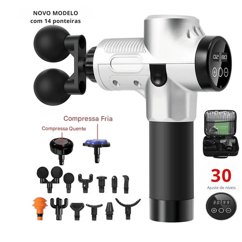 Pistola Profissional de Massagem Corporal com Compressa Quente e Fria