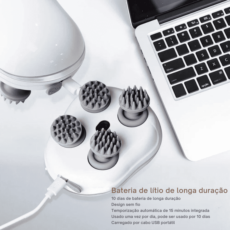 Massageador Infravermelho para Couro Cabeludo com 4 Ponteiras