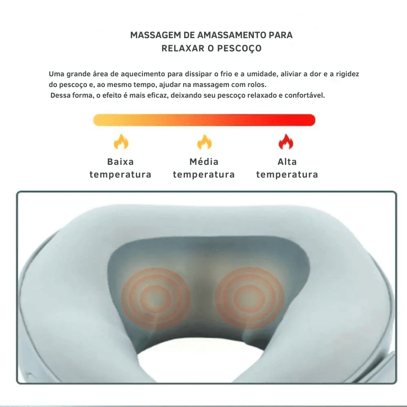 Massageador de Pescoço Elétrico Shiatsu 6D com Aquecimento - Alívio da Dor em Casa, Escritório e Viagens