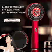 Escova de Massagem com Luz Vermelha para Queda de Cabelo