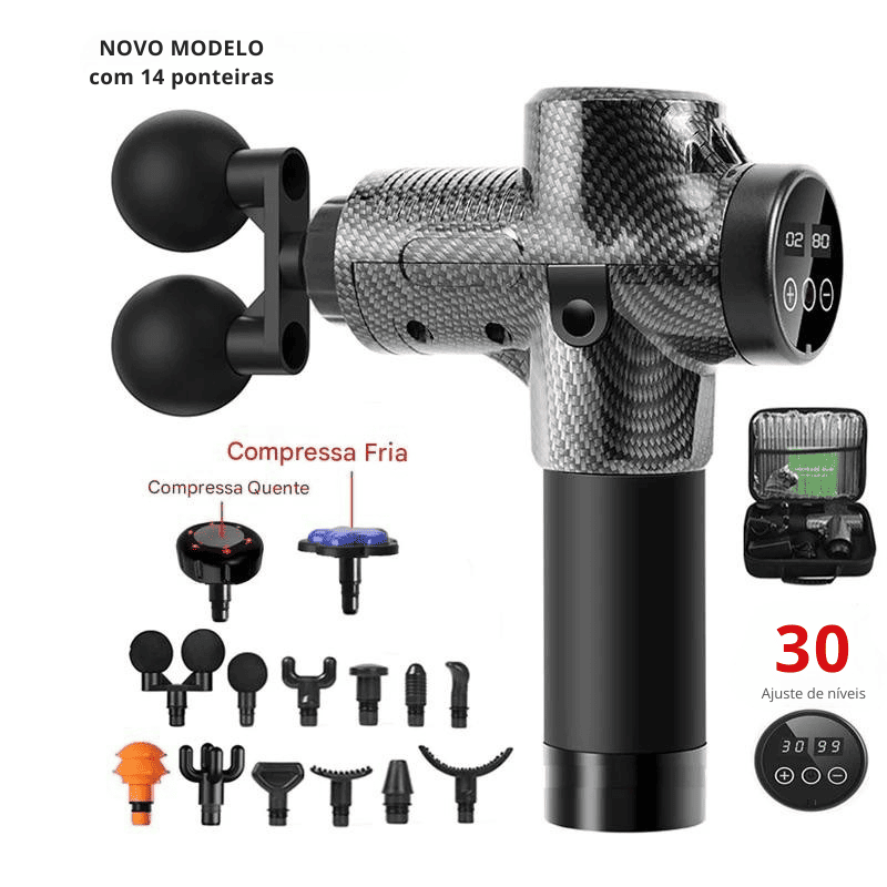 Pistola Profissional de Massagem Corporal com Compressa Quente e Fria