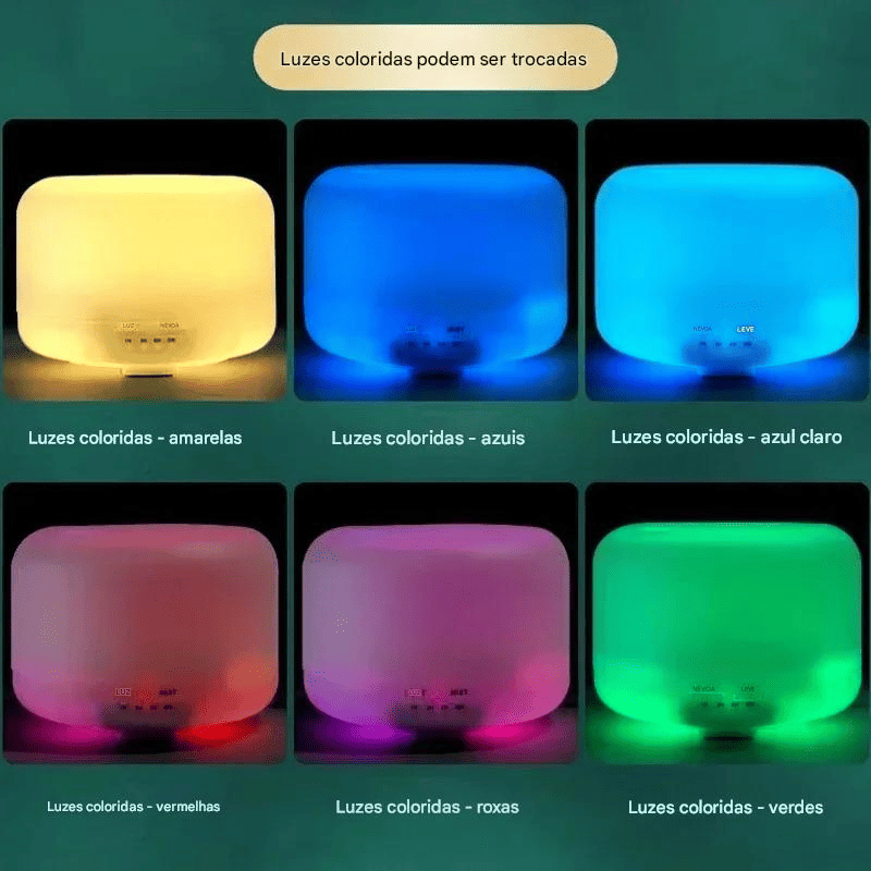 Umidificador de Ar 500ml com Luzes Noturnas Coloridas