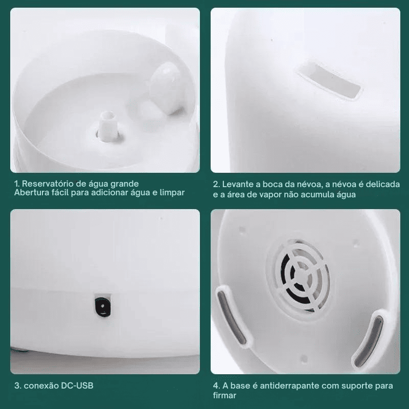 Umidificador de Ar 500ml com Luzes Noturnas Coloridas
