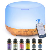 Difusor de Aroma 500ML com Controle Remoto e Kit de 06 Óleos Essenciais