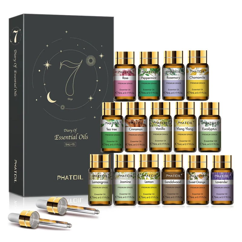 Conjunto de Óleos Essenciais PHATOIL 15 Peças para Aromaterapia