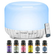 Difusor de Aroma 500ML com Controle Remoto e Kit de 06 Óleos Essenciais