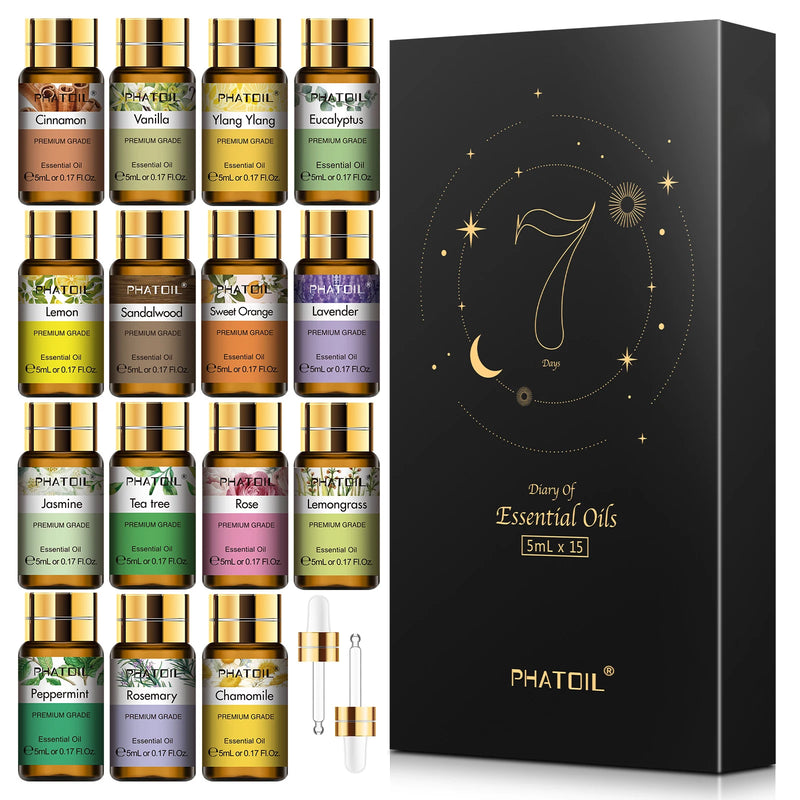 Conjunto de Óleos Essenciais PHATOIL 15 Peças para Aromaterapia
