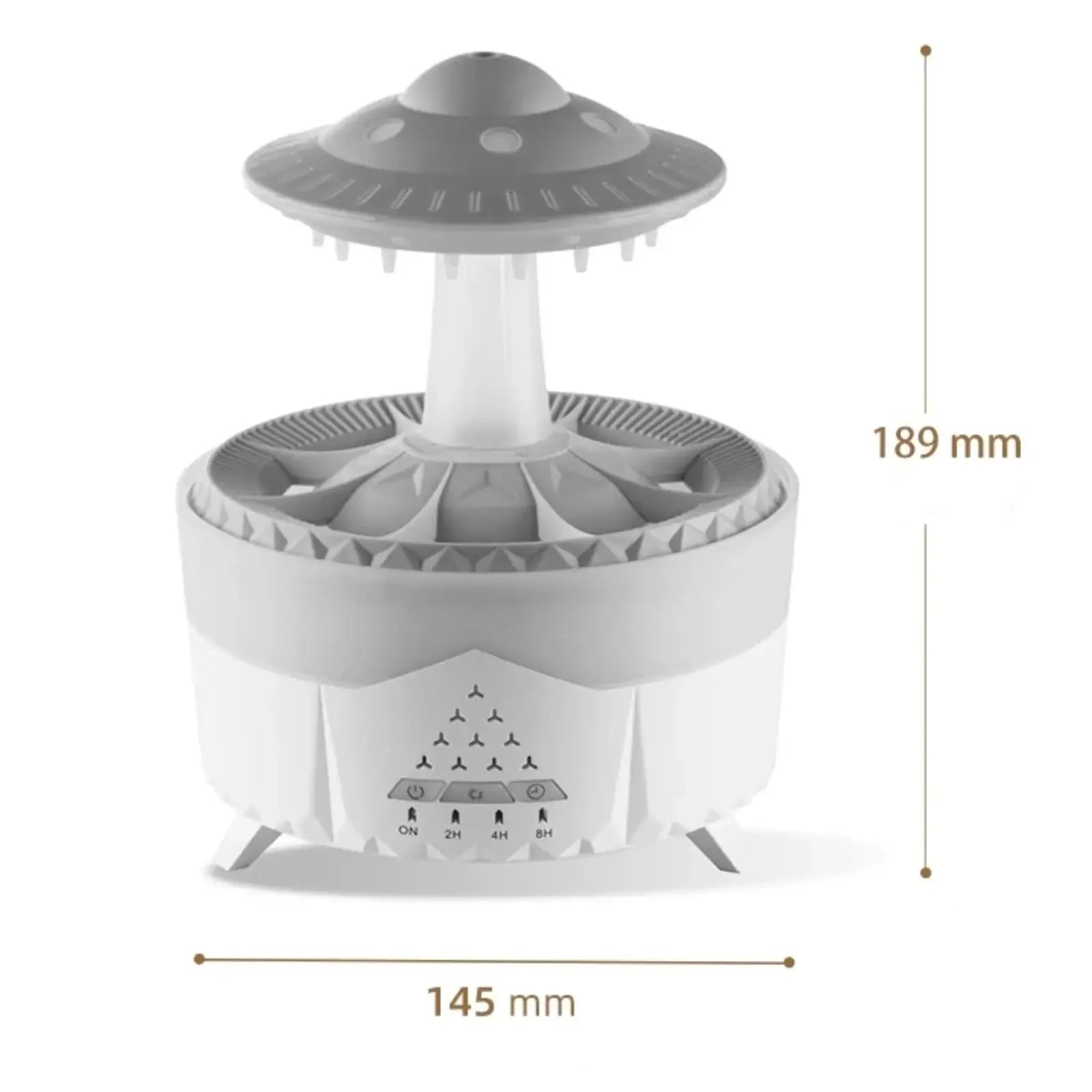 Umidificador de Aromaterapia com Luz Noturna e Som de Chuva