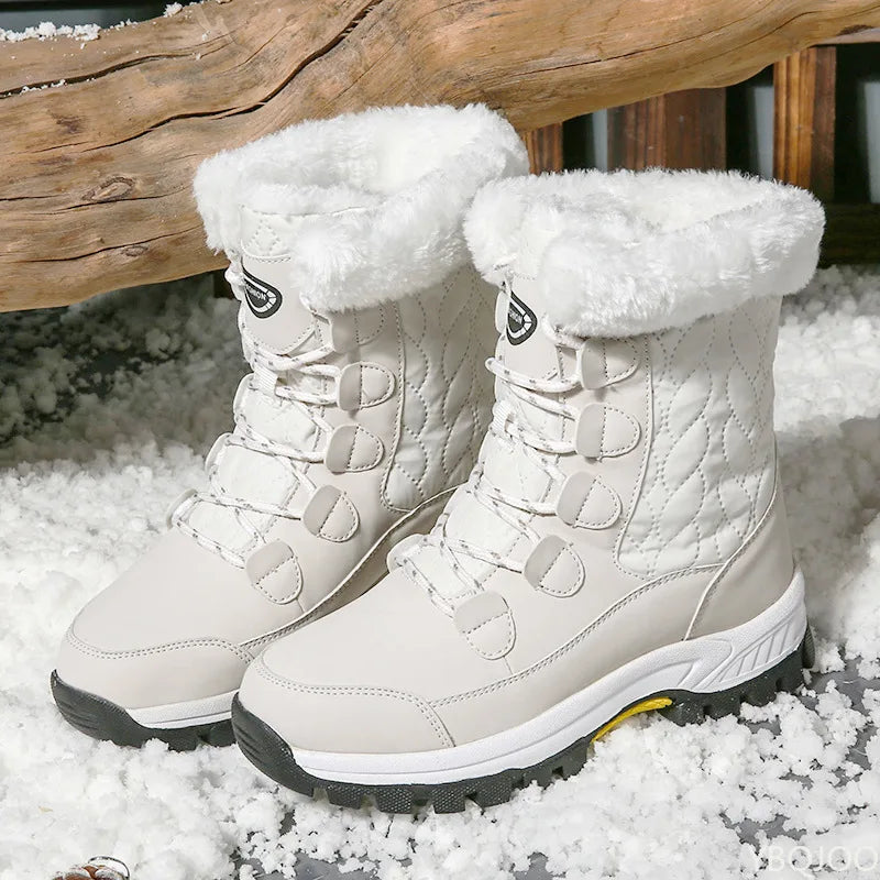 Bota Feminina de Neve Impermeável Sofia Branca