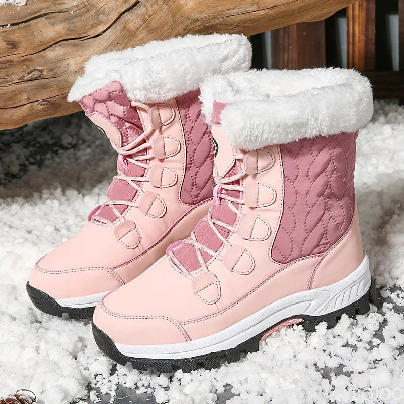 Bota Feminina de Neve Impermeável Sofia - Rosa - Vista lateral