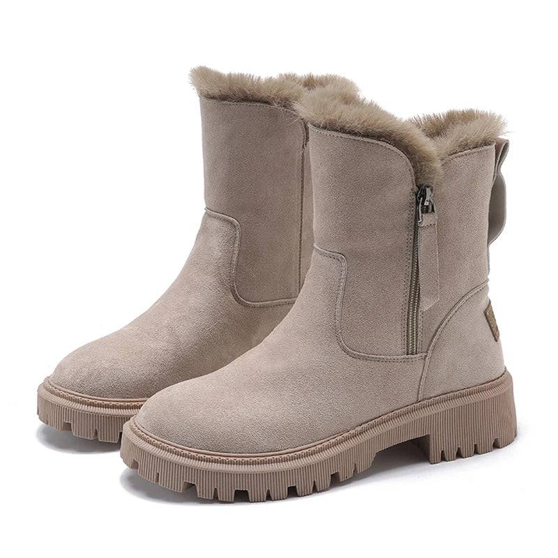 Bota Feminina Curta de Inverno com Pelúcia Natalia - Solado