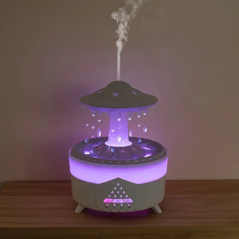 Abajur Umidificador de Aromaterapia com Luz Noturna e LED 7 Cores
