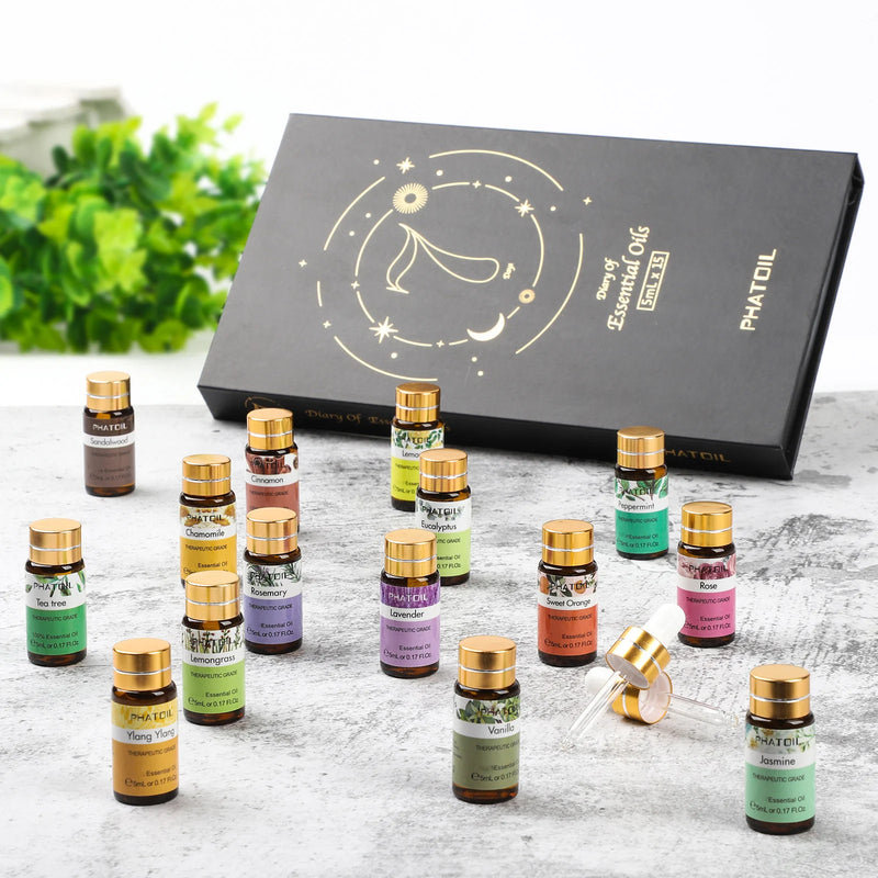 Conjunto de Óleos Essenciais PHATOIL 15 Peças para Aromaterapia