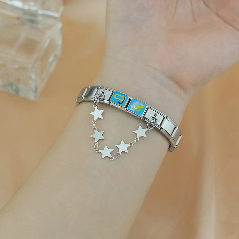 Charm Modular Corrente Estrela Prateada