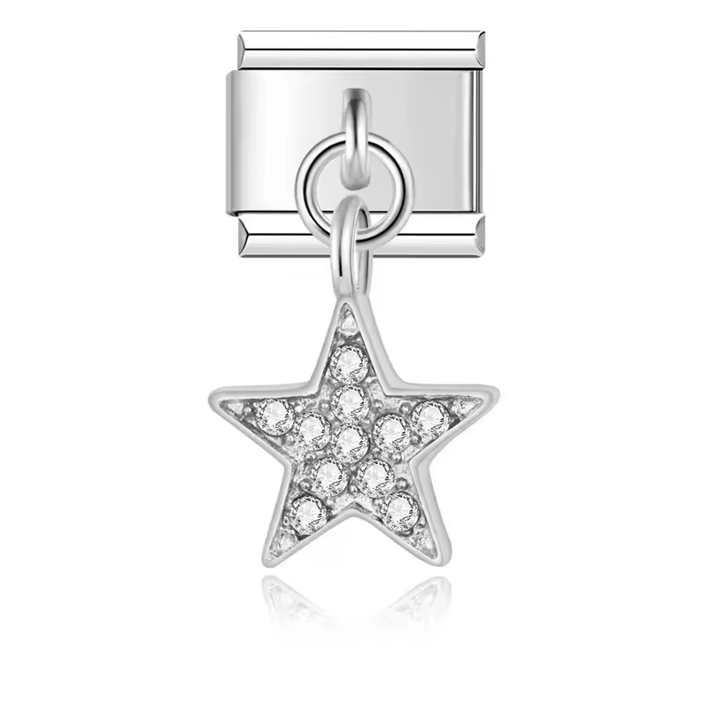 Charm Modular Estrela Branca com Brilho