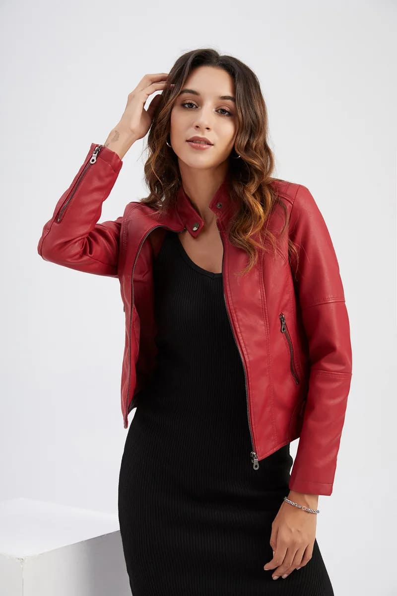 Jaqueta Feminina de Couro PU Premium