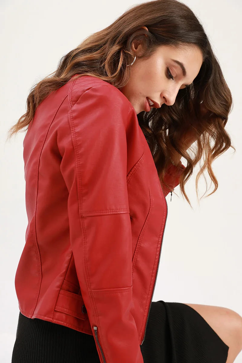 Jaqueta Feminina de Couro PU Premium