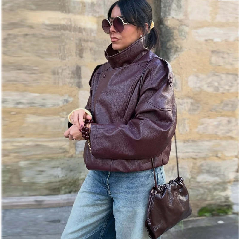 Jaqueta Feminina de Couro Modelo Helena