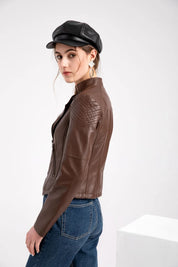 Jaqueta Feminina Térmica de Couro Modelo Amelie