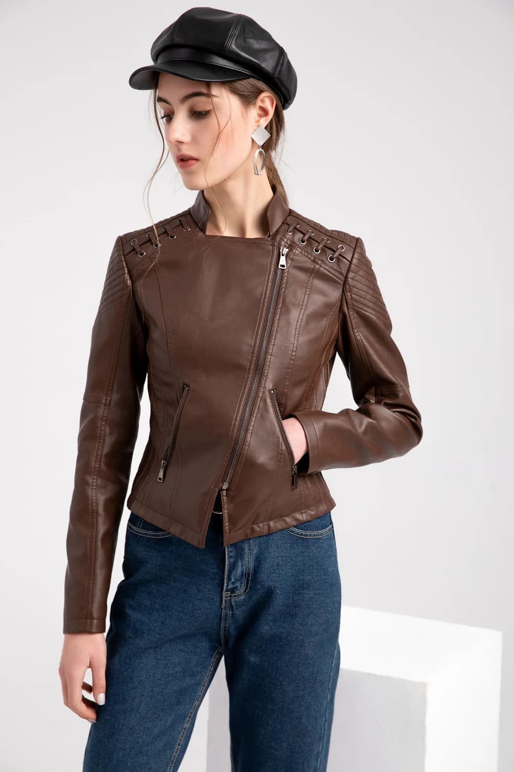 Jaqueta Feminina Térmica de Couro Modelo Amelie