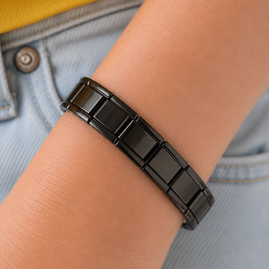 Pulseira Italiana de Charm Modular Clássica Preta
