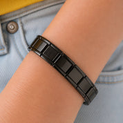 Pulseira Italiana de Charm Modular Clássica Preta