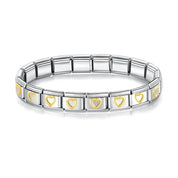 Pulseira Italiana de Charm Modular Coração Dourado
