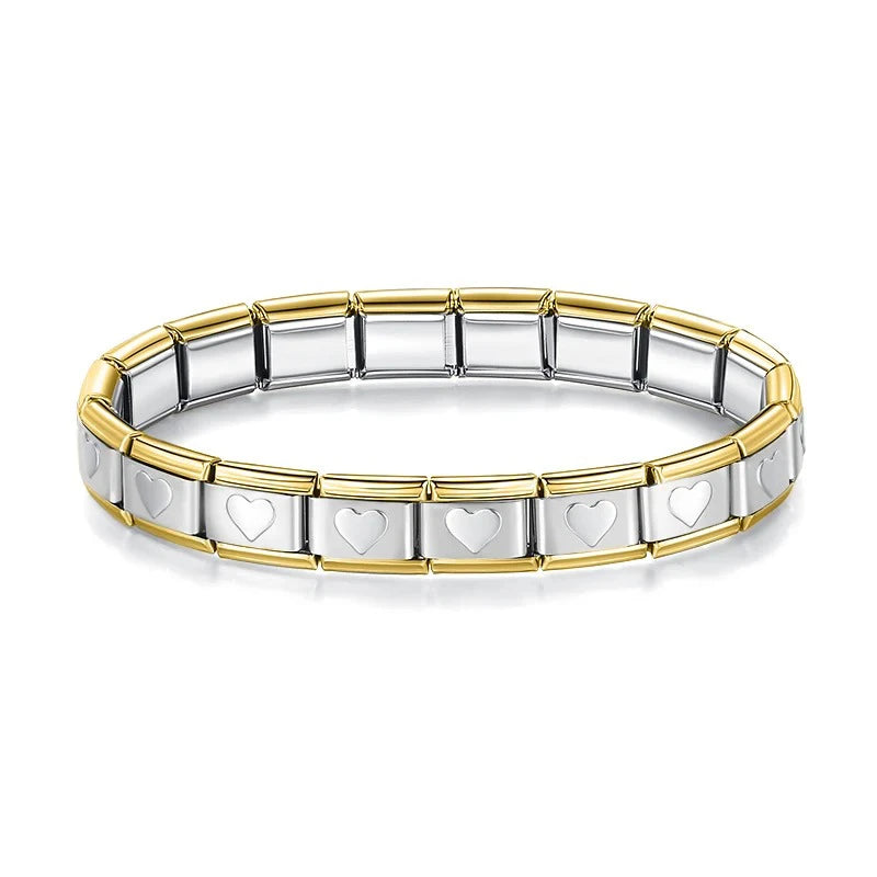 Pulseira Italiana de Charm Modular Coração em Linha Prateada