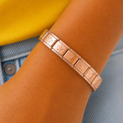 Pulseira Italiana de Charm Modular Estrelada Rosé
