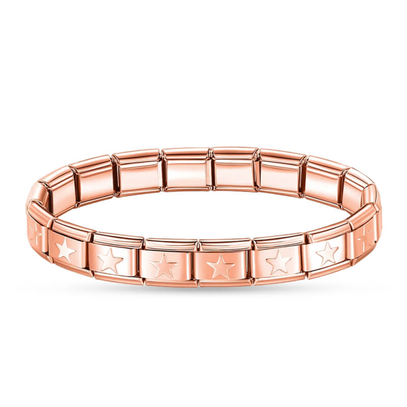 Pulseira Italiana de Charm Modular Estrelada Rosé