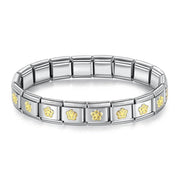 Pulseira Italiana de Charm Modular Flor Delicada Dourada