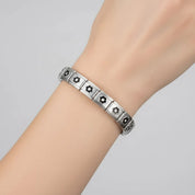 Pulseira Italiana de Charm Modular Flores Pretas
