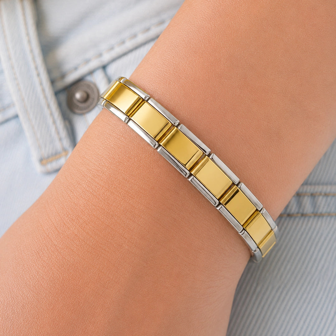 Pulseira Italiana de Charm Modular Linha Prateada