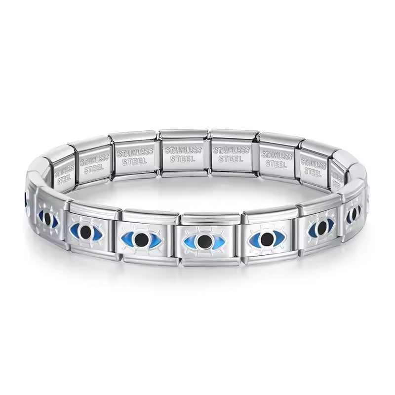 Pulseira Italiana de Charm Modular Olho Grego Azul